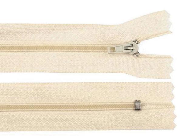 Reißverschluss spiralförmig 3 mm, 30 cm, nicht teilbar, creme
